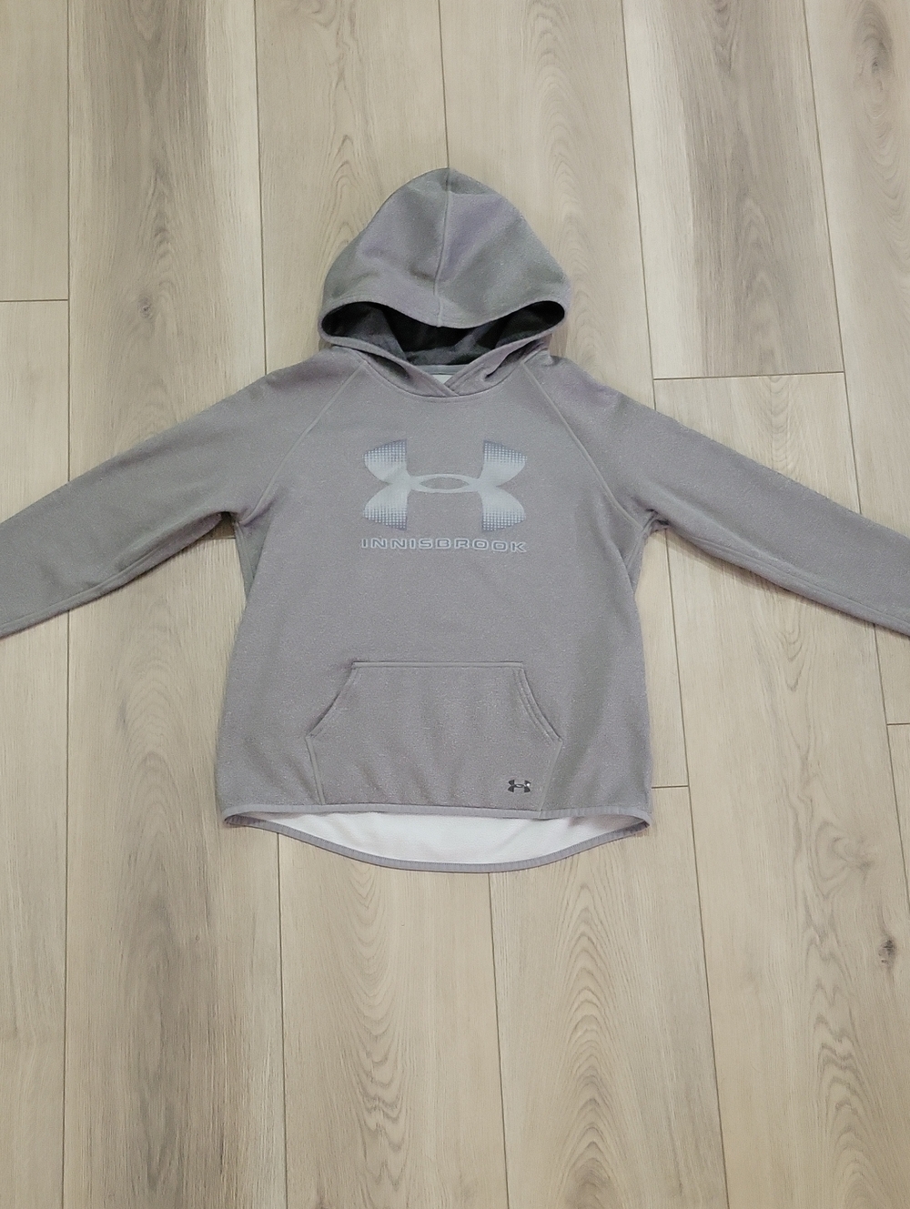 Under Armour Girls' Light Gray Hooded Pullover Sweatshirt